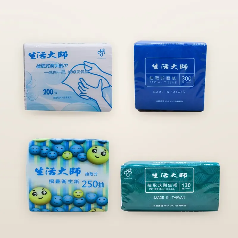 Four Life Mastery packs: hand towels, facial tissue, folded tissue and interfold tissue