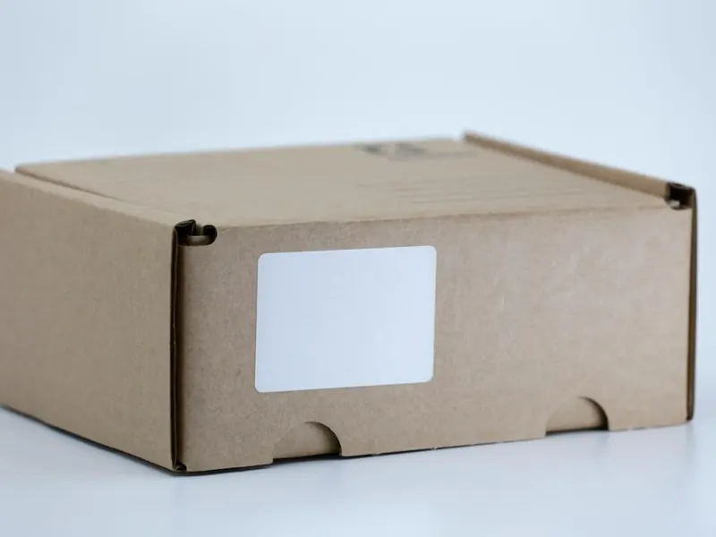 Plain carton with a blank label, ready for your brand