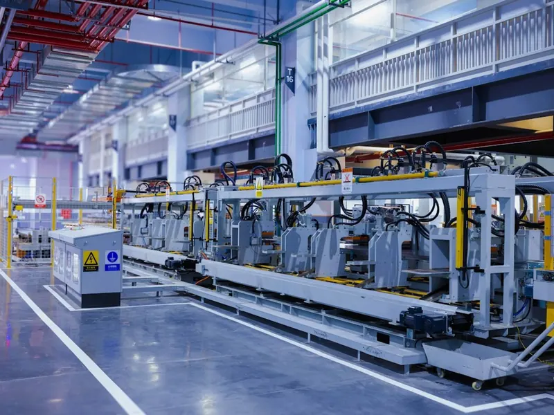 Automated machinery on a factory line